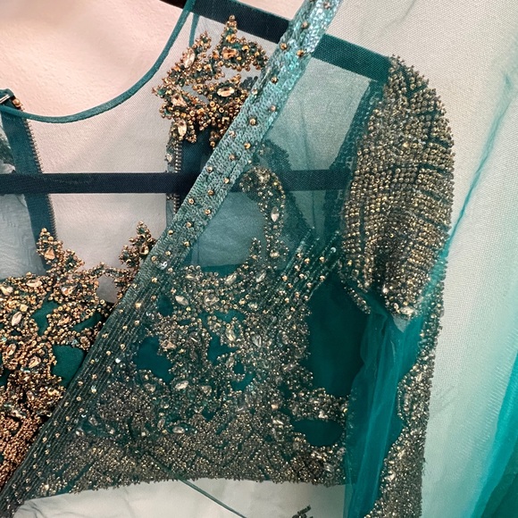 Falguni Shane Peacock Couture Foil Lehenga Wedding Couture - Picture 8 of 16